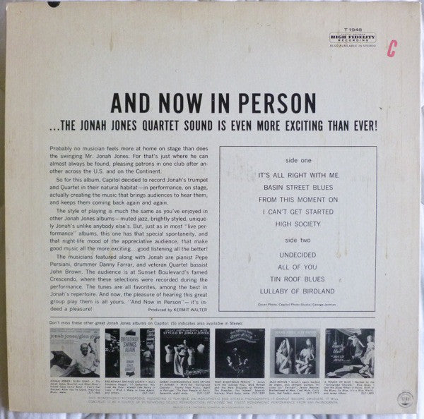 Jonah Jones - And Now In Person Jonah Jones (Vinyl) Image