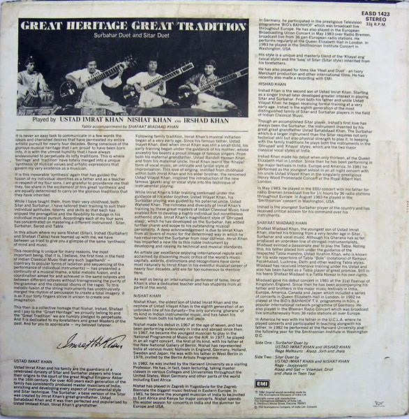 Imrat Khan, Irshad Khan, Nishat Khan, Shafaatullah Khan - Great Heritage Great Tradition (Vinyl)` Image