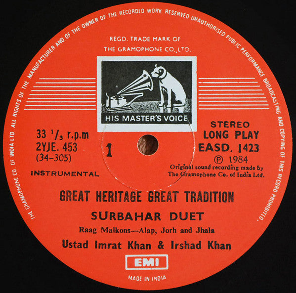 Imrat Khan, Irshad Khan, Nishat Khan, Shafaatullah Khan - Great Heritage Great Tradition (Vinyl) Image