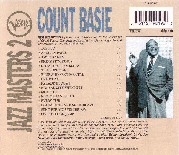 Count Basie - Verve Jazz Masters 2 (CD) Image