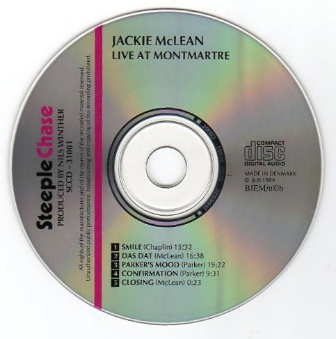 Jackie McLean Quartet - Live At Montmartre (CD) Image