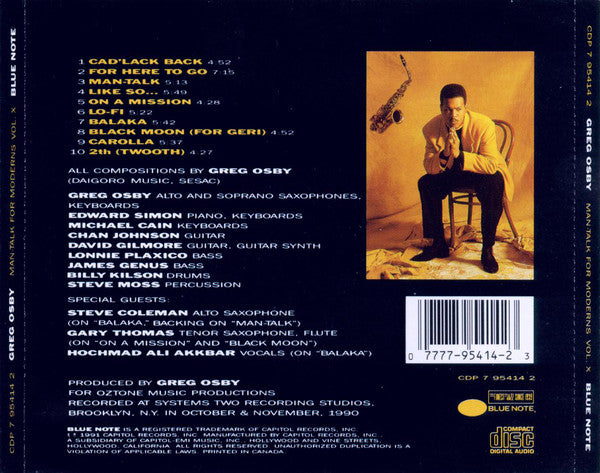 Greg Osby - Man-Talk For Moderns Vol. X (CD) Image