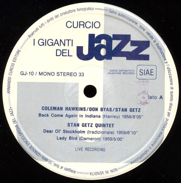 Milt Buckner - Buddy Tate - Wallace Bishop - Coleman Hawkins & Stan Getz Quintet, Various - Jazz Giants (Vinyl) (2 LP) Image