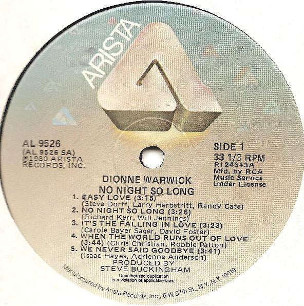 Dionne Warwick - No Night So Long (Vinyl) Image