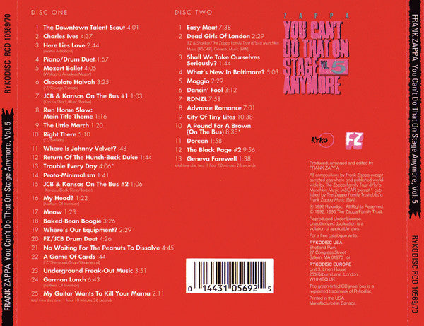 Frank Zappa - You Can't Do That On Stage Anymore Vol. 5 (CD) (2 CD) Image