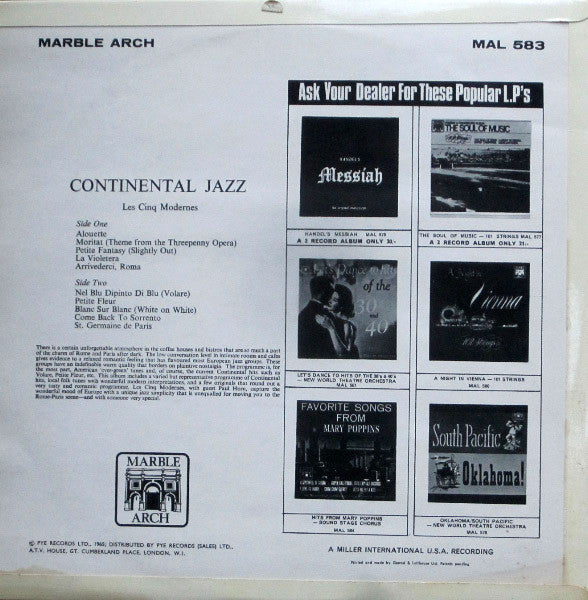 Les Cinq Modernes - Continental Jazz (Vinyl) Image