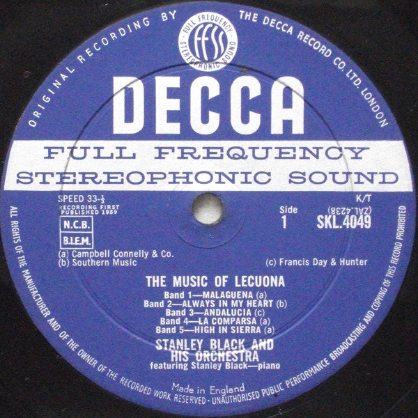 Stanley Black & His Orchestra - Music Of Lecuona (Vinyl) Image