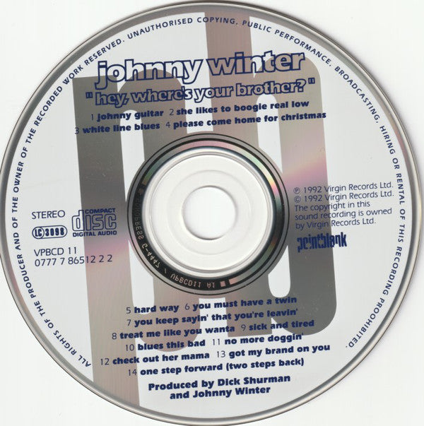 Johnny Winter - "Hey, Where's Your Brother?" (CD) Image