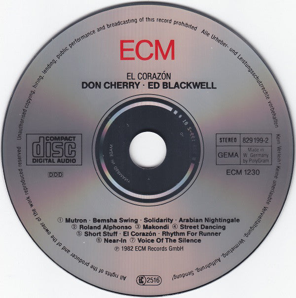 Don Cherry / Ed Blackwell - El CorazÃ³n (CD) Image