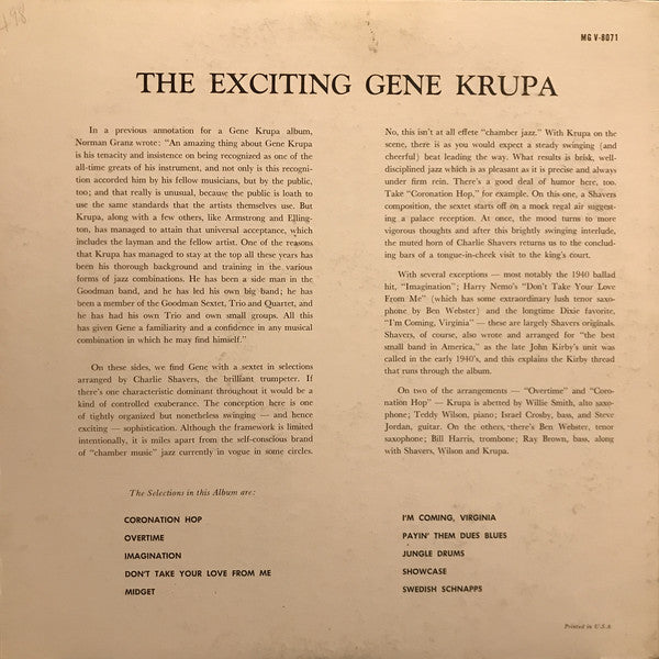 Gene Krupa - The Exciting Gene Krupa (Vinyl) Image