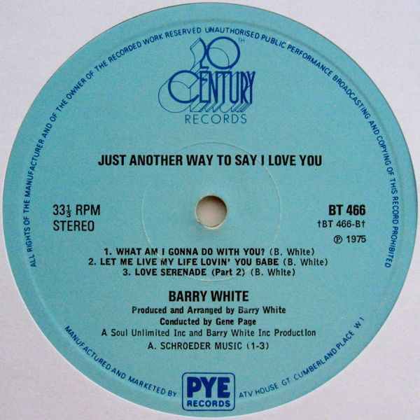 Barry White - Just Another Way To Say I Love You (Vinyl) Image