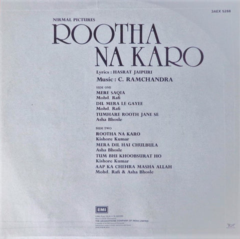 C. Ramchandra, Hasrat Jaipuri - Rootha Na Karo (Vinyl) Image