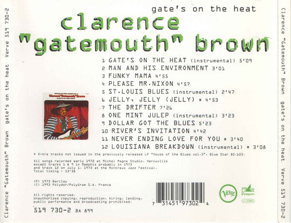 Clarence "Gatemouth" Brown - Gate's On The Heat (CD) Image