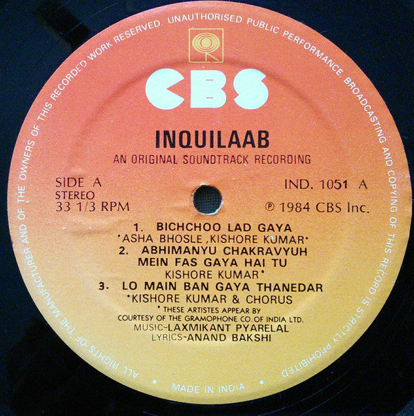 Laxmikant-Pyarelal - Inquilaab (Vinyl) Image