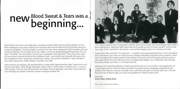 Blood, Sweat And Tears - Blood, Sweat And Tears Greatest Hits (CD) Image