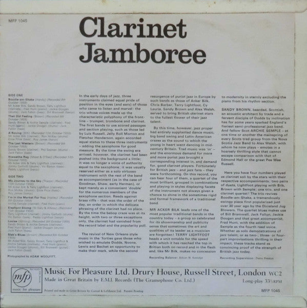 Acker Bilk, Sandy Brown (3), Terry Lightfoot, Archie Semple - Clarinet Jamboree (Vinyl) Image