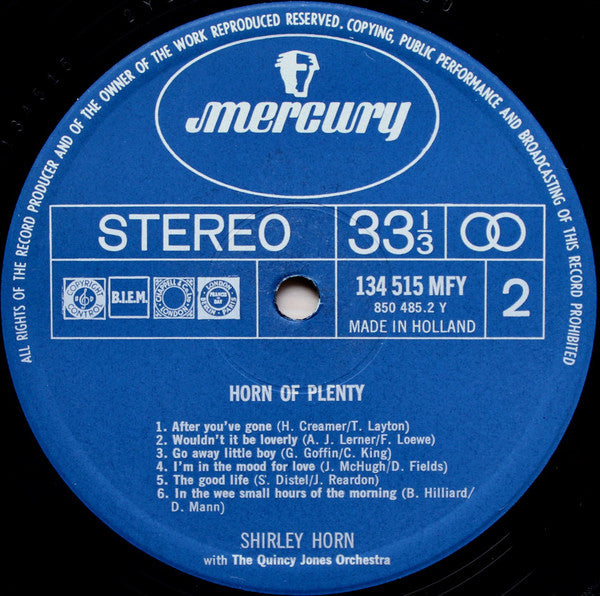 Shirley Horn With Quincy Jones And His Orchestra - Horn Of Plenty (Vinyl) Image