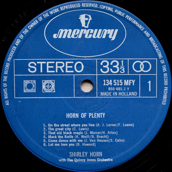 Shirley Horn With Quincy Jones And His Orchestra - Horn Of Plenty (Vinyl) Image