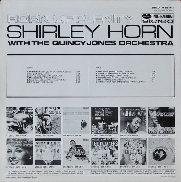 Shirley Horn With Quincy Jones And His Orchestra - Horn Of Plenty (Vinyl) Image
