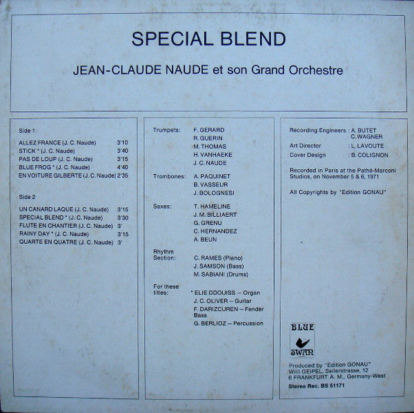 Jean-Claude Naude Big Band, The - Special Blend (Vinyl) Image