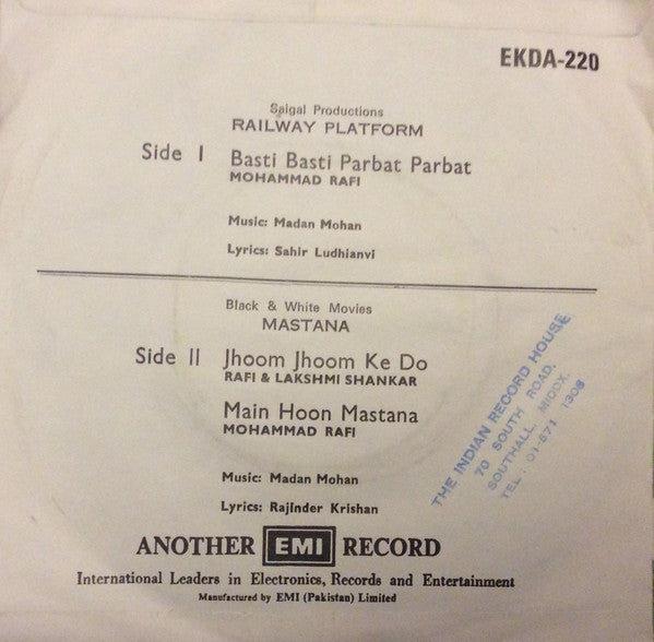 Madan Mohan - Railway Platform / Mastana (45-RPM) Image