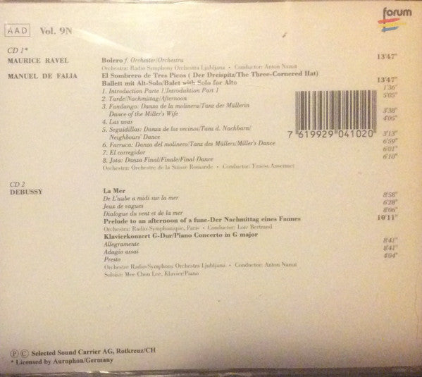 Maurice Ravel, Manuel De Falla, Claude Debussy - Bolero - Der Dreispitz (El Sombrero De Tres Picos) (CD) (2 CD) Image