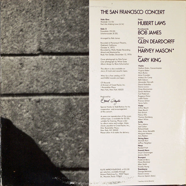 Hubert Laws - The San Francisco Concert (Vinyl) Image