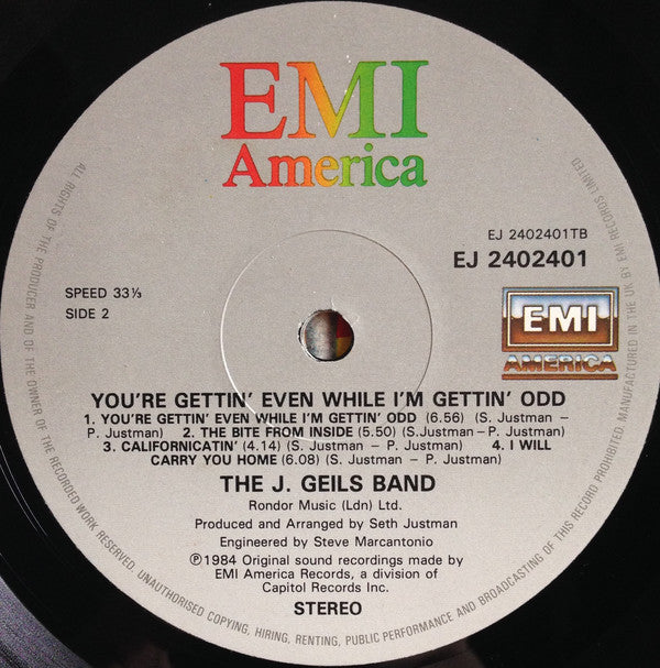 J. Geils Band, The - You're Gettin' Even While I'm Gettin' Odd (Vinyl) Image