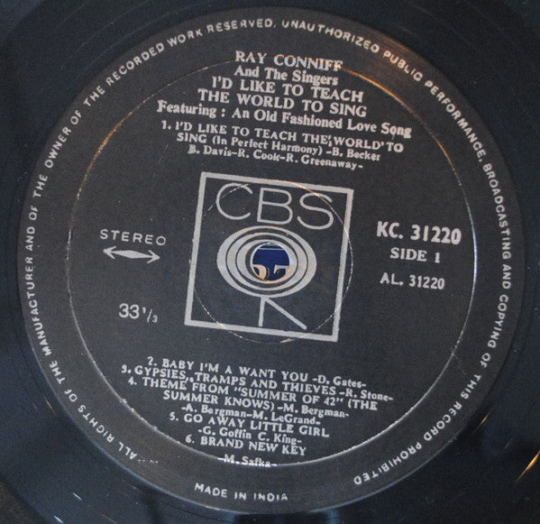 Ray Conniff And The Singers - I'd Like To Teach The World To Sing (Vinyl) Image