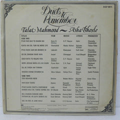 Talat Mahmood And Asha Bhosle - Duets To Remember (Vinyl) Image