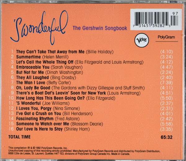 George & Ira Gershwin - The Gershwin Songbook - 'S Wonderful (CD) Image