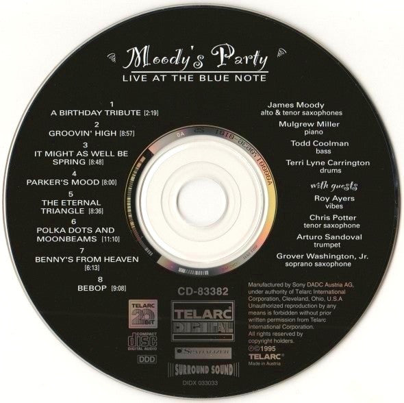 James Moody Quartet - Moody's Party - Live At The Blue Note (CD) Image