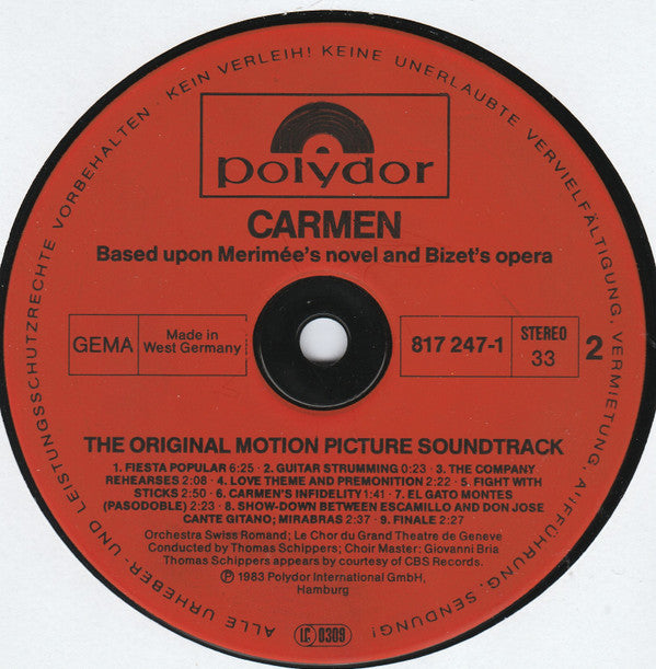 Various - Carmen - The Original Motion Picture Soundtrack (Vinyl) Image