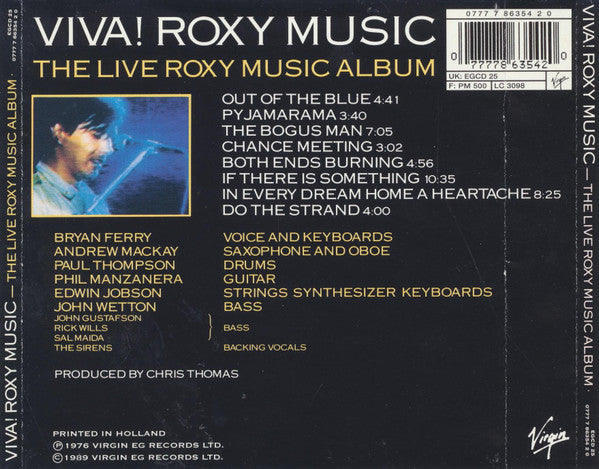 Roxy Music - Viva! Roxy Music - The Live Roxy Music Album (CD) Image