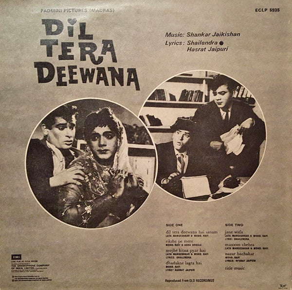 Shankar-Jaikishan, Shailendra â€¢ Hasrat Jaipuri - Dil Tera Deewana (Vinyl) Image
