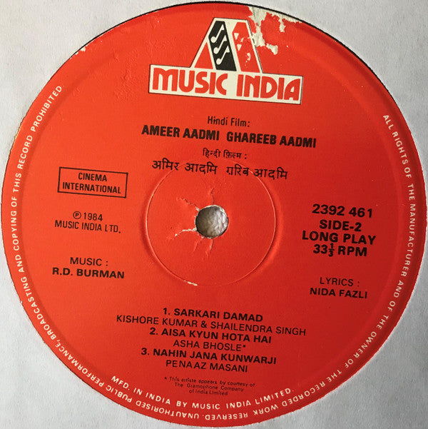 R. D. Burman, Nida Fazli - Ameer Aadmi Ghareeb Aadmi (Vinyl) Image