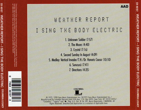 Weather Report - I Sing The Body Electric (CD) Image