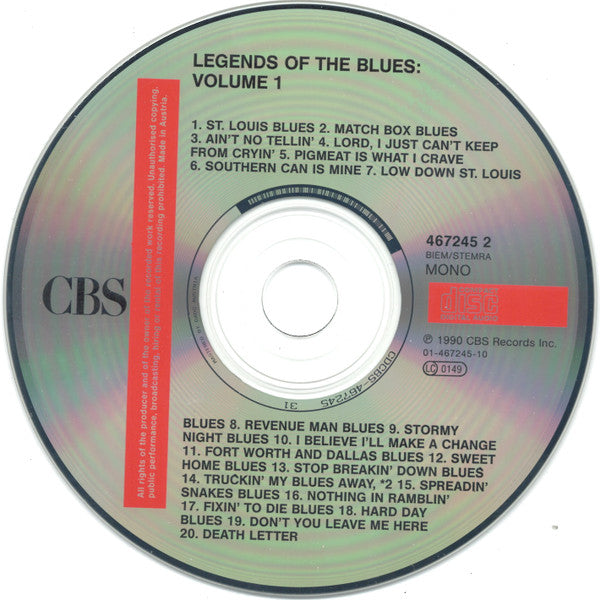 Various - Legends Of The Blues: Volume One (CD) Image