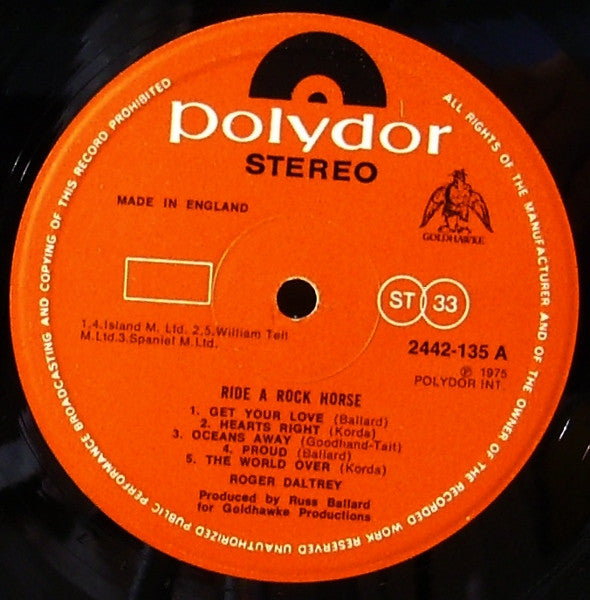 Roger Daltrey - Ride A Rock Horse (Vinyl) Image