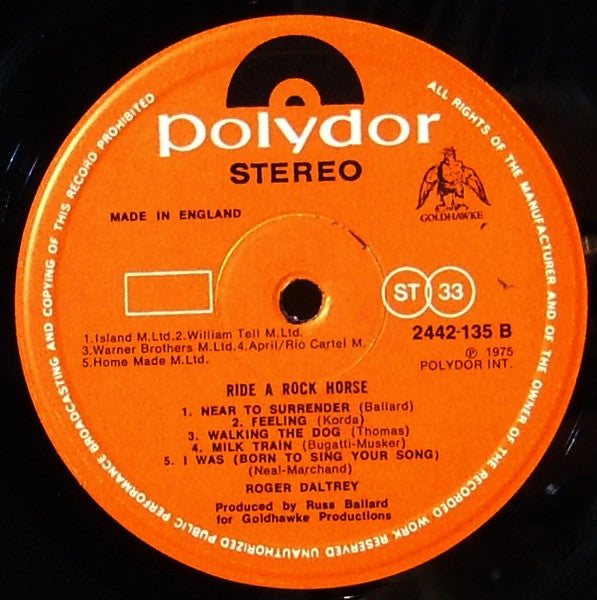 Roger Daltrey - Ride A Rock Horse (Vinyl) Image