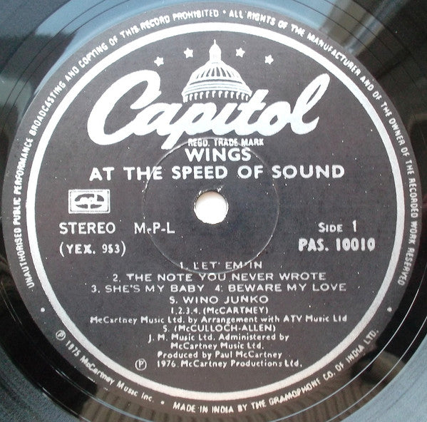 Wings (2) - At The Speed Of Sound (Vinyl) Image