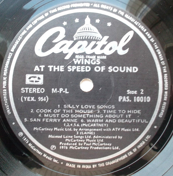 Wings (2) - At The Speed Of Sound (Vinyl) Image