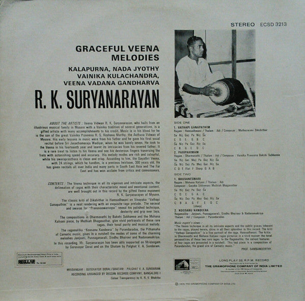 R. K. Suryanarayana - Graceful Veena Melodies (Vinyl) Image