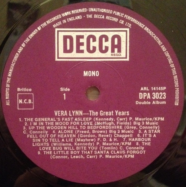 Vera Lynn - The Great Years - Original Recordings 1935-1957 (Vinyl) (2 LP) Image