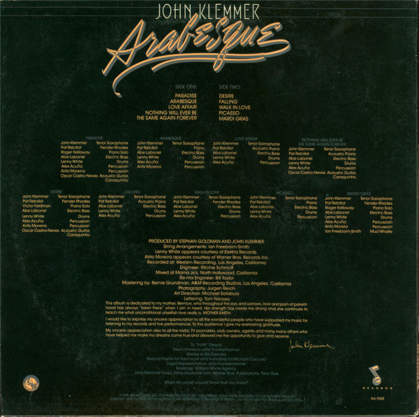 John Klemmer - Arabesque (Vinyl) Image