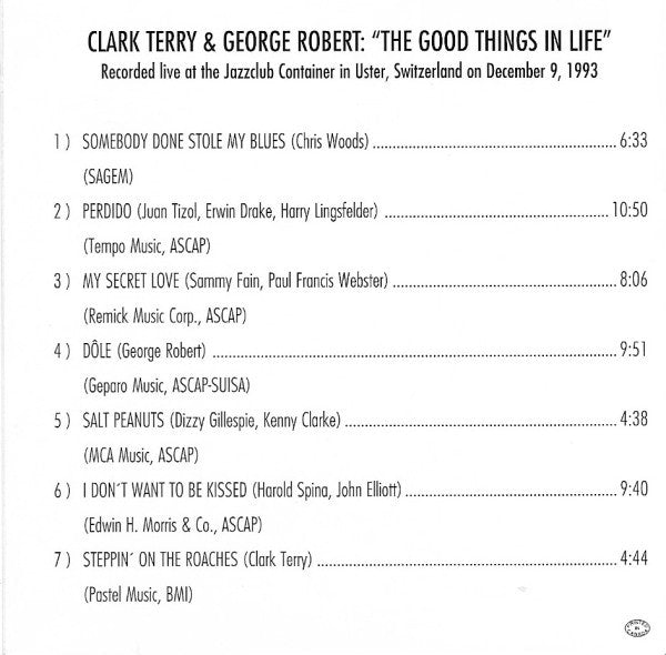 Clark Terry, George Robert - The Good Things In Life (CD) Image