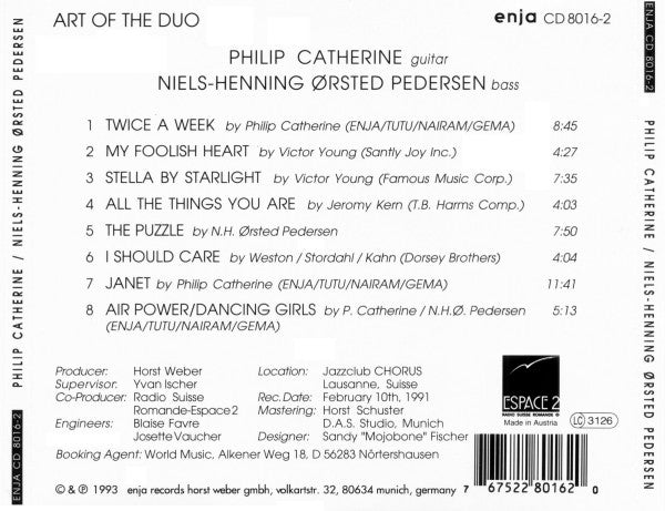 Niels-Henning Ã˜rsted Pedersen / Philip Catherine - Art Of The Duo (CD) Image