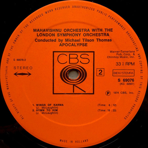 Mahavishnu Orchestra With London Symphony Orchestra, The, Michael Tilson Thomas - Apocalypse (Vinyl) Image