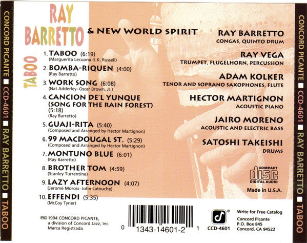 Ray Barretto & New World Spirit - Taboo (CD) Image