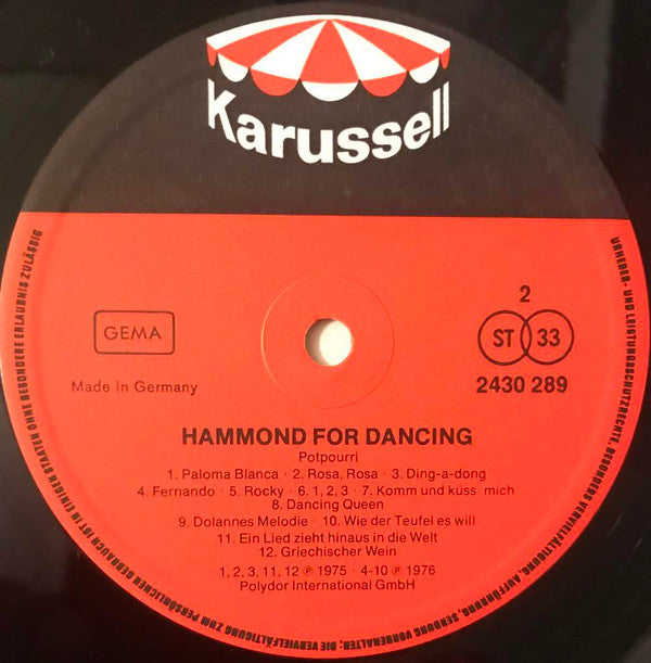 Rolf Rosemeier, Peter Berg - Hammond For Dancing (Vinyl) Image